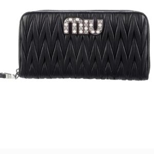Miu Miu Black Matelassé Leather Wallet